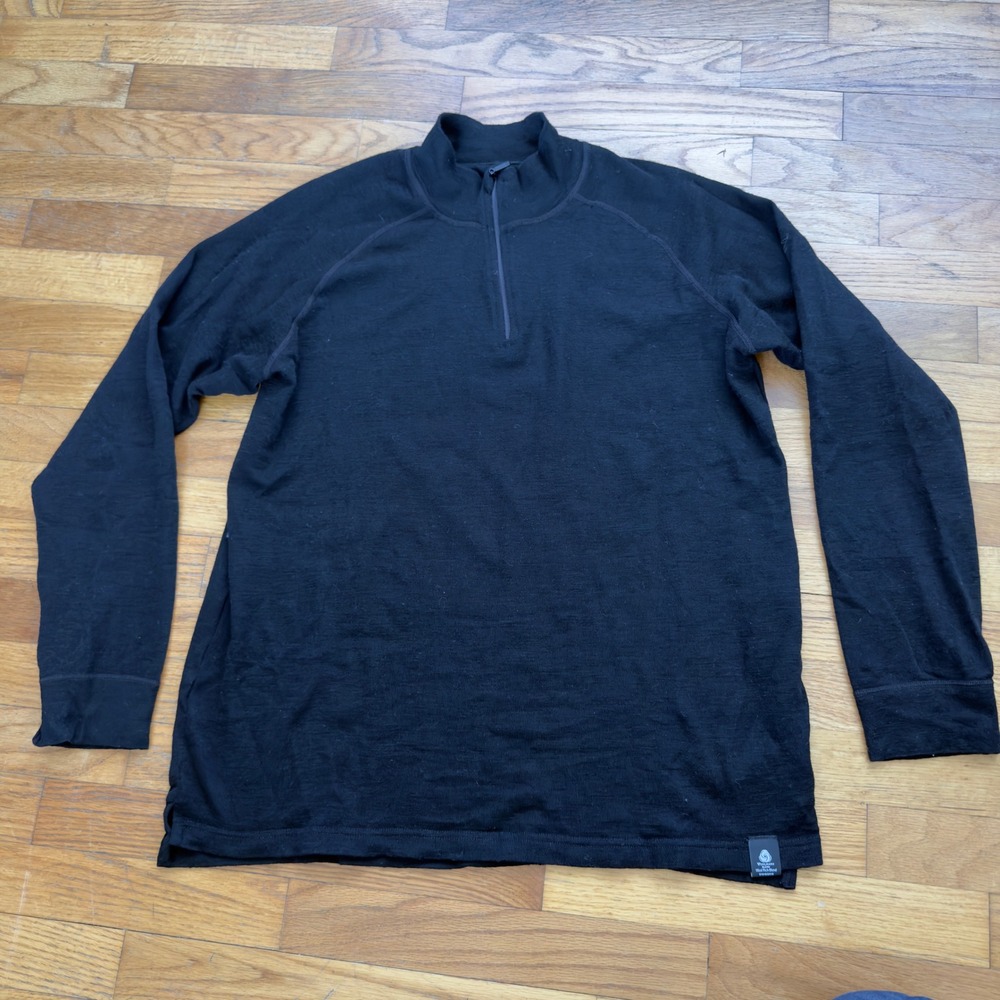 Mountain Warehouse Extreme Merino Wool Quarter Zip Pullover Mens XL Black Knit